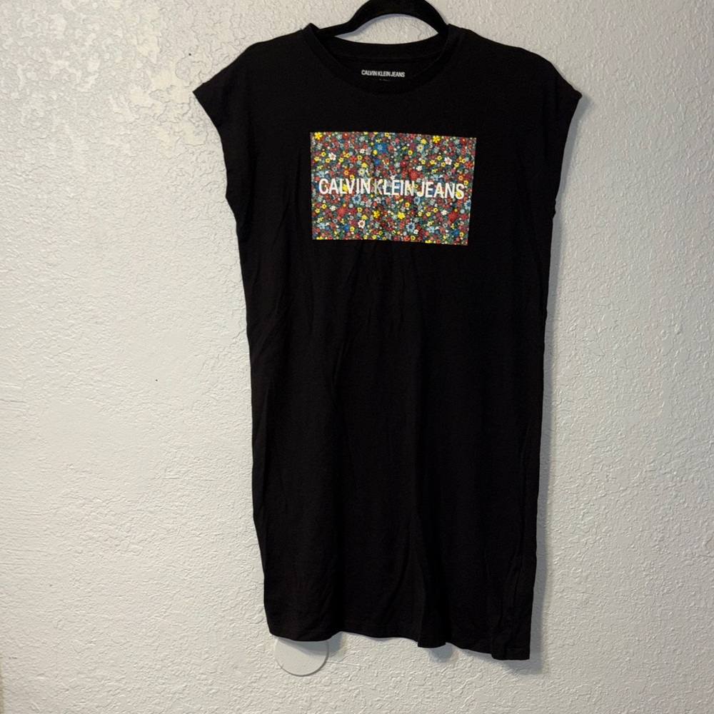Calvin Klein Black Dress with Colorful Graphic
